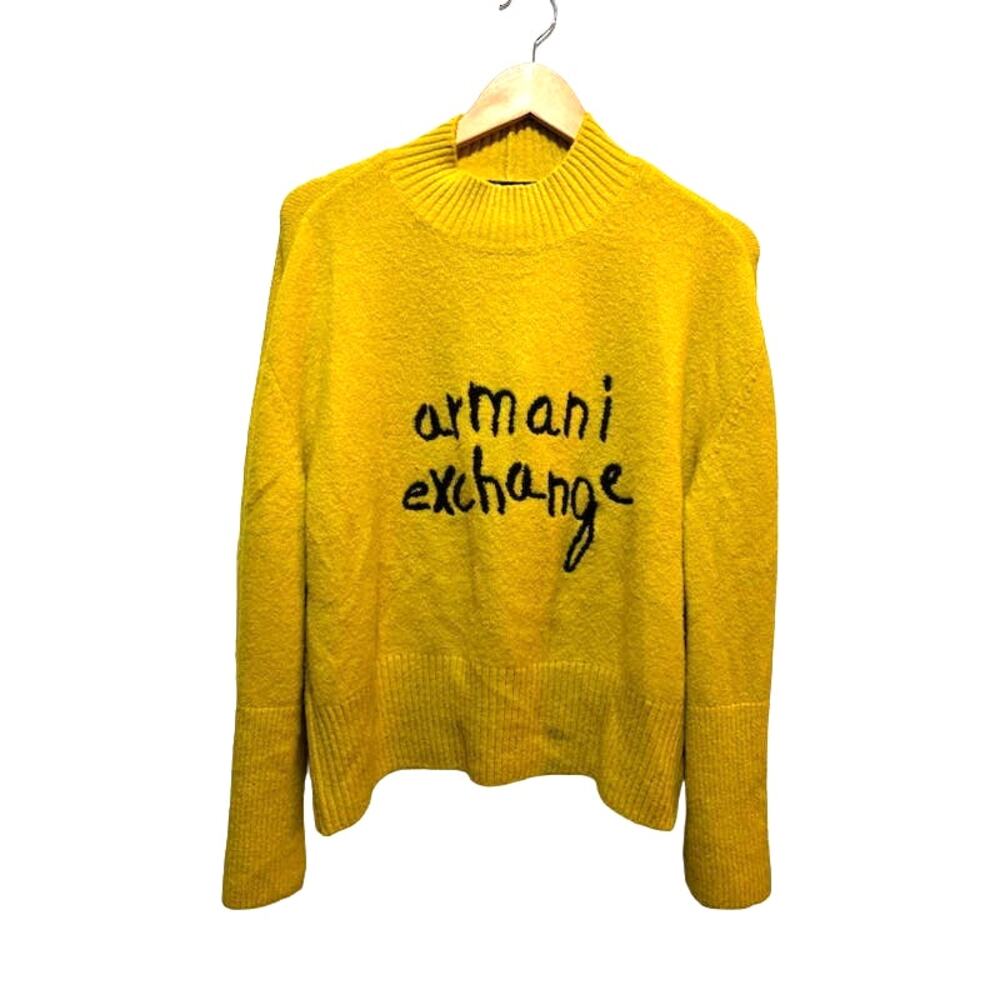 Armani Exchange Bright Yellow Brand Logo Sweater High Neck Women's sz XL NWOT